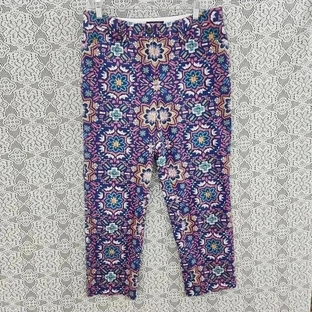 💥   Lands' End Floral printed mid rise straight pants women's 8T